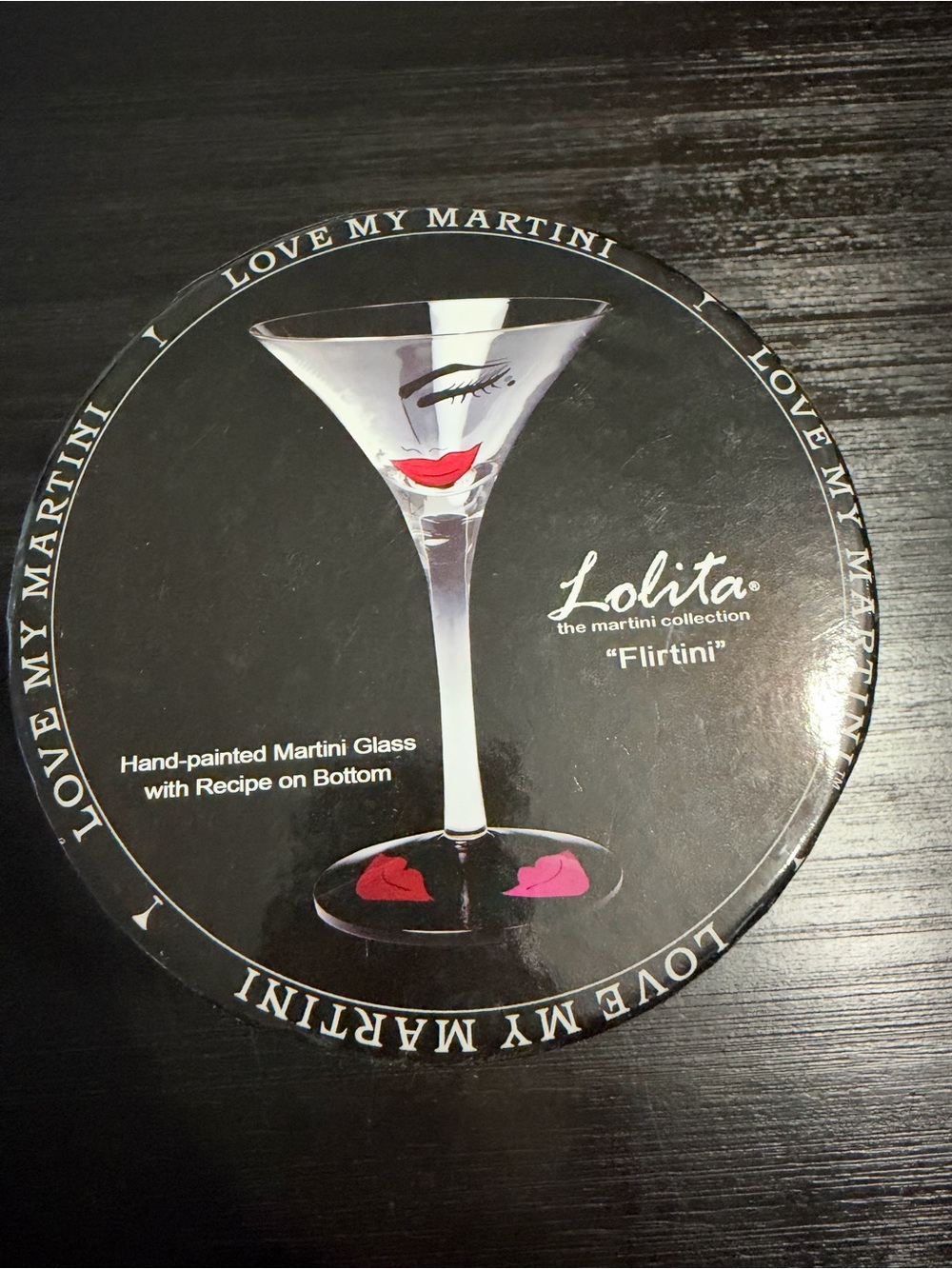 Lolita “Flirt-Tini” Hand Painted Martini Glass - Clear with Red & Pink Accents